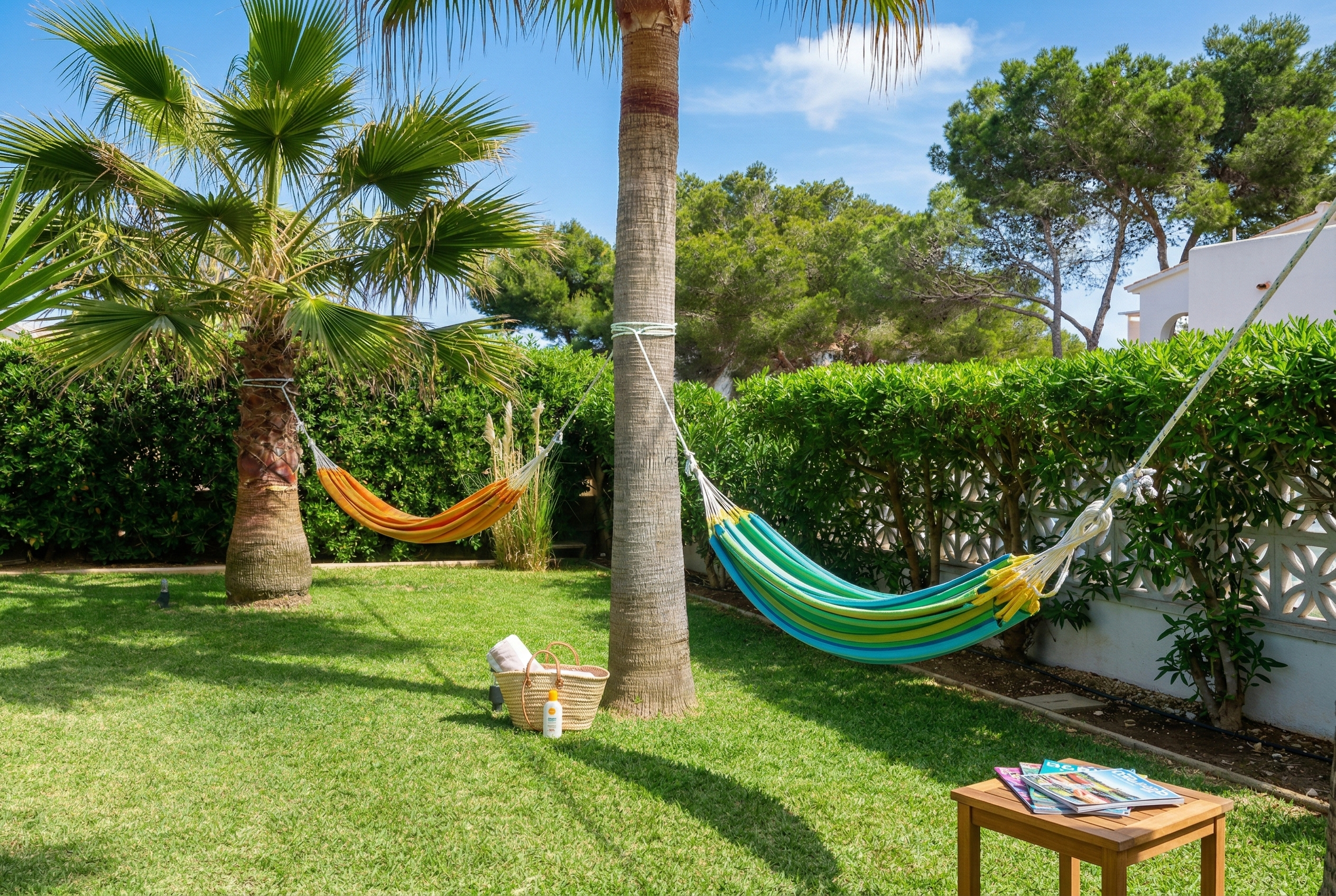 Garten mit Hängematten